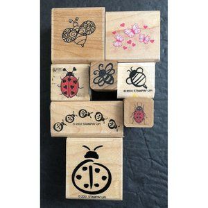 Rubber Stamp Lot 8 Butterflies Bumblebees Bees Ladybugs Beetles Insects